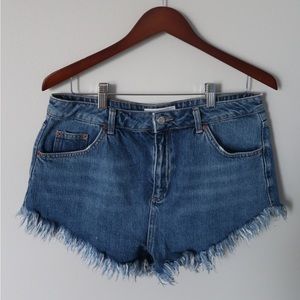 Medium Wash Topshop Ultra Frayed Shorts